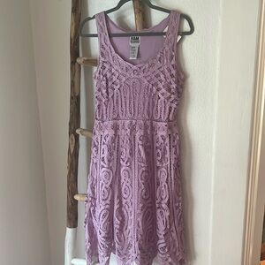 R&M Richards Vintage Lilac Purple Soutache Lace Beaded Dress - Medium